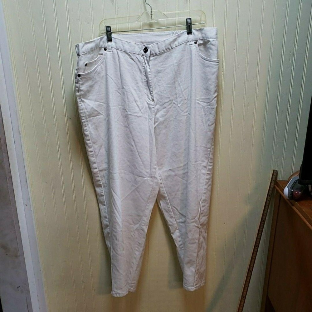 Ruby Rd. Jeans Womens Plus 20W White Tapered Elastic Waist Stretch Denim Pants
